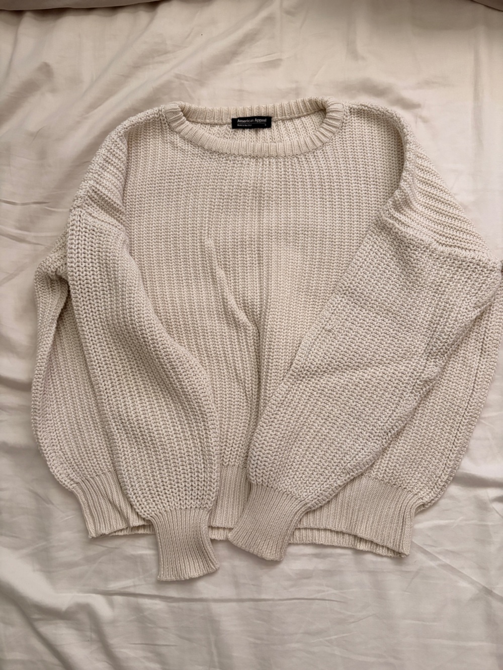 American Apparel Cream Scoop Neck Knit Sweater
